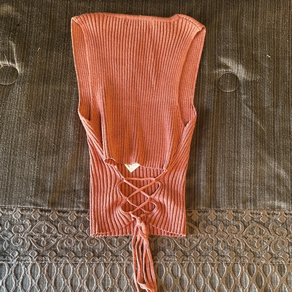 Astor Women's Ribbed Knit Tank Top - Rust - Picture 2 of 2